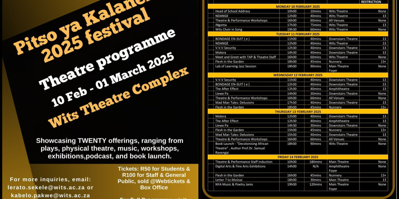 Wits Theatre presents Pitso Ya Kalaneng: A Call to Theatre